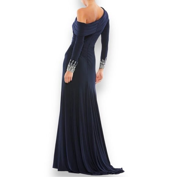 MAC DUGGAL Women’s Beaded Cuff Drop Shoulder Faux Wrap Gown in the Size 4 - Picture 4 of 10